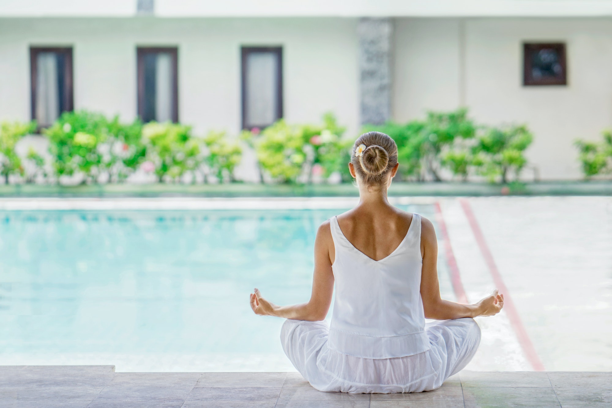 Yoga by the pool